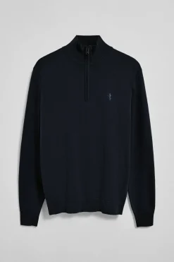 Polo Club Pulls*Pull en maille zippé et Rigby Go brodé Bleu Marine