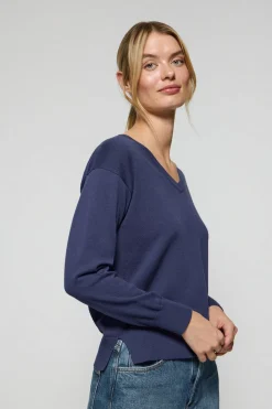 Polo Club Pulls*Pull en maille à col en V et logo brodé Rigby Go Bleu océan