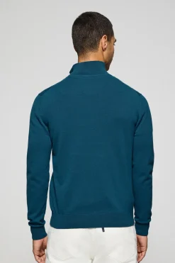 Polo Club Pulls*Pull en maille bleu vert zippé et logo Rigby Go brodé Vert Bleuâtre
