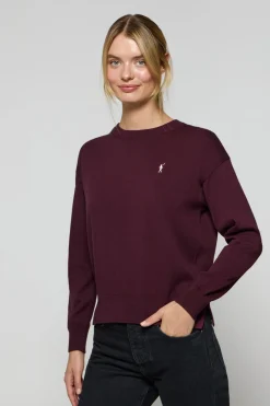 Polo Club Pulls*Pull en maille couleur prune à col en V et logo brodé Rigby Go Ciruela