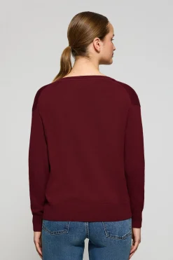 Polo Club Pulls*Pull en maille à col en V et logo brodé Rigby Go Grenat