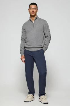 Polo Club Pulls*Pull en maille gris chiné zippé et logo brodé Rigby Go Gris Vigore
