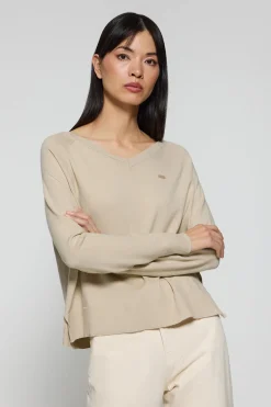 Polo Club Pulls*Pull en maille Katniss avec bouton nacré Beige