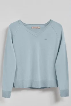 Polo Club Pulls*Pull en maille Katniss avec bouton nacré Bleu ciel