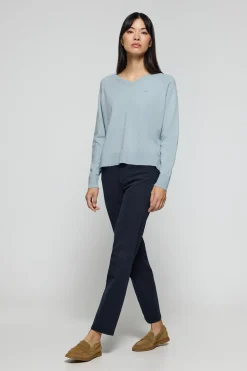 Polo Club Pulls*Pull en maille Katniss avec bouton nacré Bleu ciel