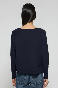 Polo Club Pulls*Pull en maille Katniss avec bouton nacré Bleu Marine