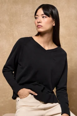 Polo Club Pulls*Pull en maille Katniss avec bouton nacré Noir