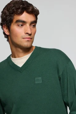 Polo Club Pulls*Pull en maille Kendrick vert à col en V et détails Vert Bouteille