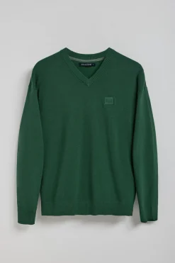 Polo Club Pulls*Pull en maille Kendrick vert à col en V et détails Vert Bouteille