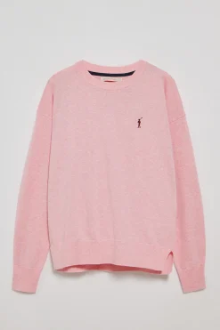 Polo Club Pulls*Pull en maille rose chiné à col ras du cou et logo brodé Rigby Go Rosa Vigoré