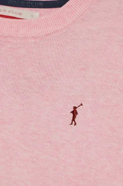 Polo Club Pulls*Pull en maille rose chiné à col ras du cou et logo brodé Rigby Go Rosa Vigoré