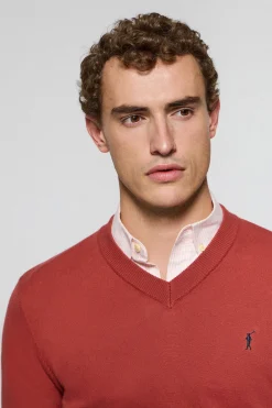 Polo Club Pulls*Pull en maille à col en V et broderie Rigby Go Rouge
