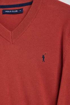 Polo Club Pulls*Pull en maille à col en V et broderie Rigby Go Rouge