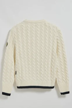 Polo Club Pulls*Pull en maille torsadée avec écusson Nautic Beige