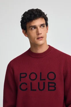 Polo Club Pulls*Pull en maille avec logo contrastant Grenat