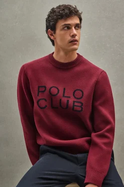 Polo Club Pulls*Pull en maille avec logo contrastant Grenat