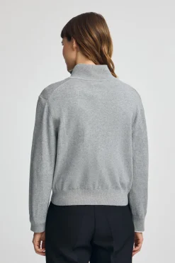 Polo Club Pulls*Pull gris chiné en laine mélangée à fermeture éclair partielle et broderie Rigby Go Gris Vigoré