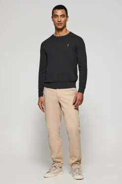 Polo Club Pulls*Pull gris chiné en maille à col ras du cou et broderie Rigby Go Gris Oscuro Vigoré