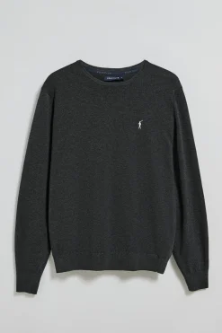 Polo Club Pulls*Pull gris chiné en maille à col ras du cou et broderie Rigby Go Gris Oscuro Vigoré