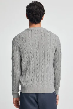 Polo Club Pulls*Pull en maille tressée en laine mélangée avec broderie Rigby Go Gris Chiné