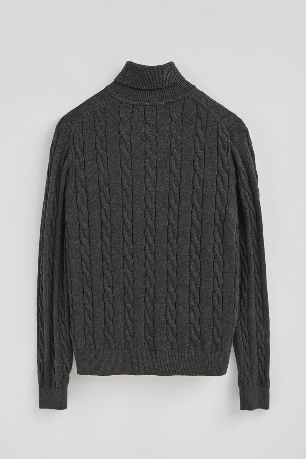 Polo Club Pulls*Pull gris foncé chiné à col roulé en maille tressée en laine mélangée avec broderie Rigby Go Vigoré Gris Foncé