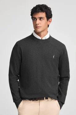 Polo Club Pulls*Pull gris foncé chiné en laine mélangée et broderie Rigby Go Vigoré Gris Foncé