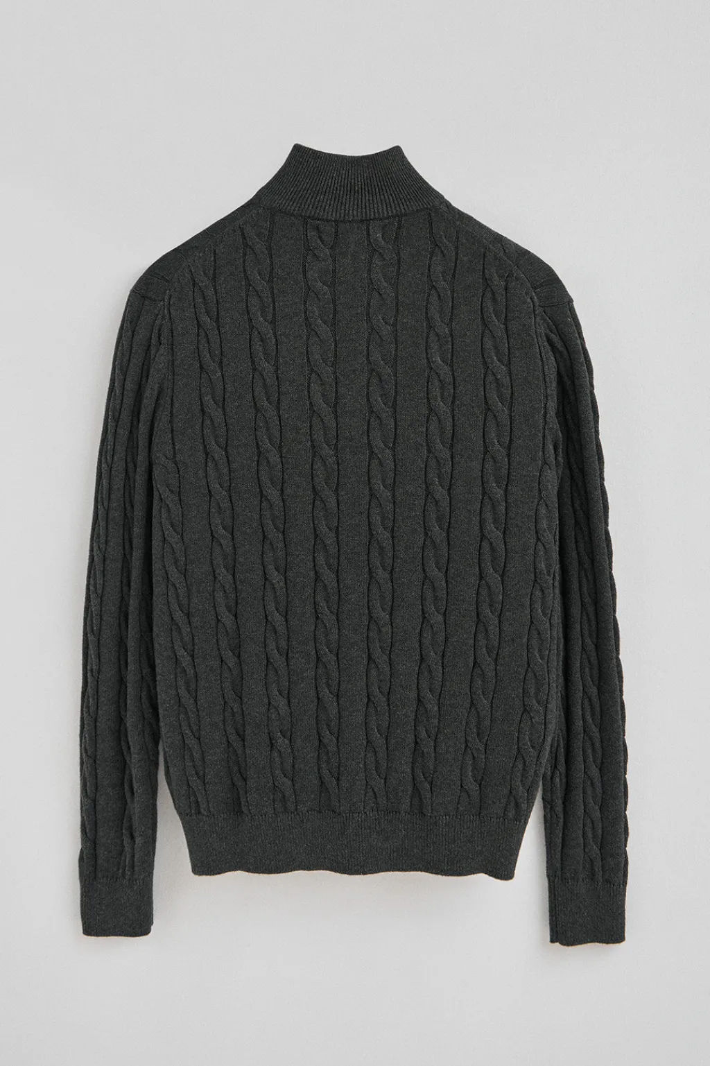 Polo Club Pulls*Pull gris foncé chiné en maille tressée en laine mélangée avec fermeture éclair partielle et broderie Rigby Go Vigoré Gris Foncé