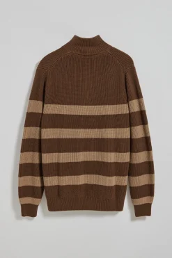 Polo Club Pulls*Pull Julen marron et sable avec rayures et logo Brun