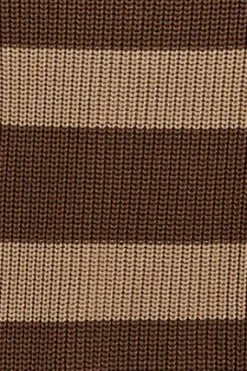 Polo Club Pulls*Pull Julen marron et sable avec rayures et logo Brun