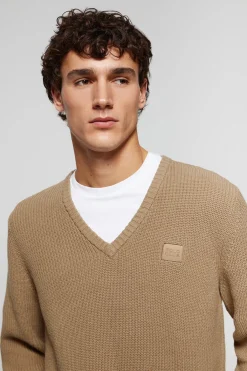 Polo Club Pulls*Pull marron en maille en jauge 9 avec détail Brun