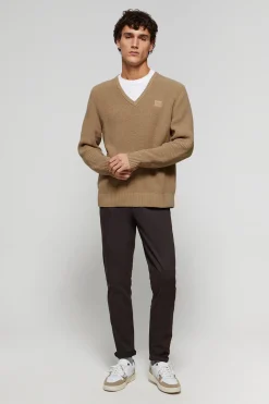 Polo Club Pulls*Pull marron en maille en jauge 9 avec détail Brun