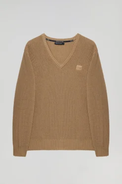 Polo Club Pulls*Pull marron en maille en jauge 9 avec détail Brun