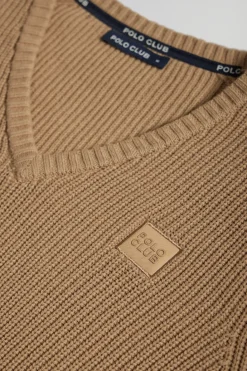 Polo Club Pulls*Pull marron en maille en jauge 9 avec détail Brun