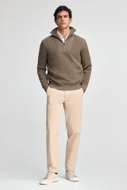 Polo Club Pulls*Pull à maille anglaise à écusson Marron Foncé Chiné
