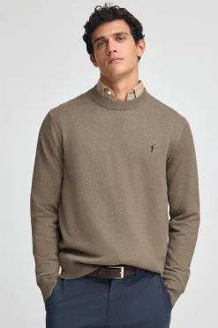 Polo Club Pulls*Pull en laine mélangée et broderie Rigby Go Marron Foncé Chiné