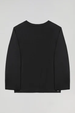 Polo Club Pulls*Pull à col ronde avec bouton nacré Noir