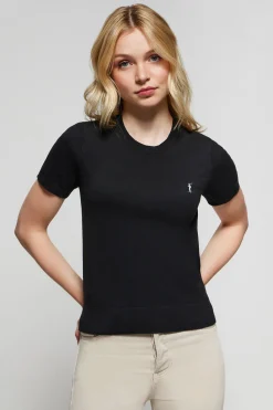 Polo Club Pulls*Pull en maille à col ras du cou à manches courtes et logo Rigby Go Noir