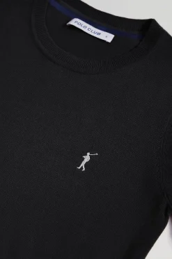 Polo Club Pulls*Pull en maille à col ras du cou à manches courtes et logo Rigby Go Noir