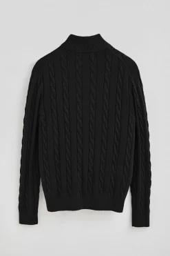 Polo Club Pulls*Pull en maille tressée en laine mélangée avec fermeture éclair partielle et broderie Rigby Go Noir