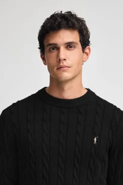 Polo Club Pulls*Pull en maille tressée en laine mélangée avec broderie Rigby Go Noir