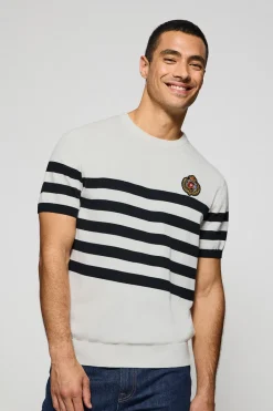 Polo Club Pulls|T-Shirts*Pull rayé à manches courtes avec écusson nautique Beige