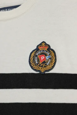 Polo Club Pulls|T-Shirts*Pull rayé à manches courtes avec écusson nautique Beige