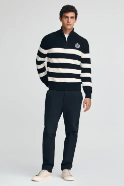 Polo Club Pulls*Pull rayé bleu marine et écru avec écusson nautique Bleu Marine-Écru