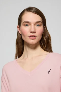 Polo Club Pulls*Pull en maille à col en V et logo brodé Rigby Go Rose