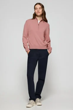 Polo Club Pulls*Pull rose pastel en maille à fermeture éclair partielle et Rigby Go brodé Rose poudré