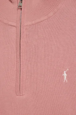 Polo Club Pulls*Pull rose pastel en maille à fermeture éclair partielle et Rigby Go brodé Rose poudré