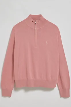 Polo Club Pulls*Pull rose pastel en maille à fermeture éclair partielle et Rigby Go brodé Rose poudré
