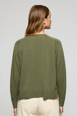 Polo Club Pulls*Pull vert clair à col en V en coton et en lin avec un monogramme brodé Vert sauge