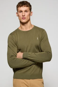 Polo Club Pulls*Pull vert clair en maille à col ras du cou et broderie Rigby Go Vert sauge