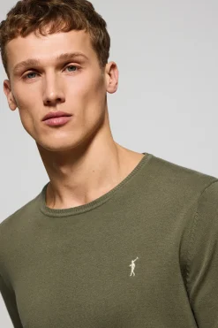 Polo Club Pulls*Pull vert clair en maille à col ras du cou et broderie Rigby Go Vert sauge